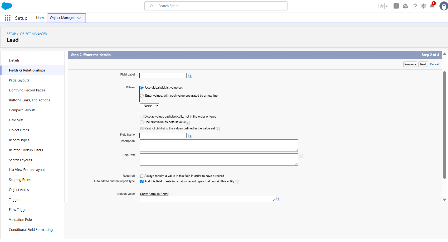 Step 3: Define Details and Field-Level Security