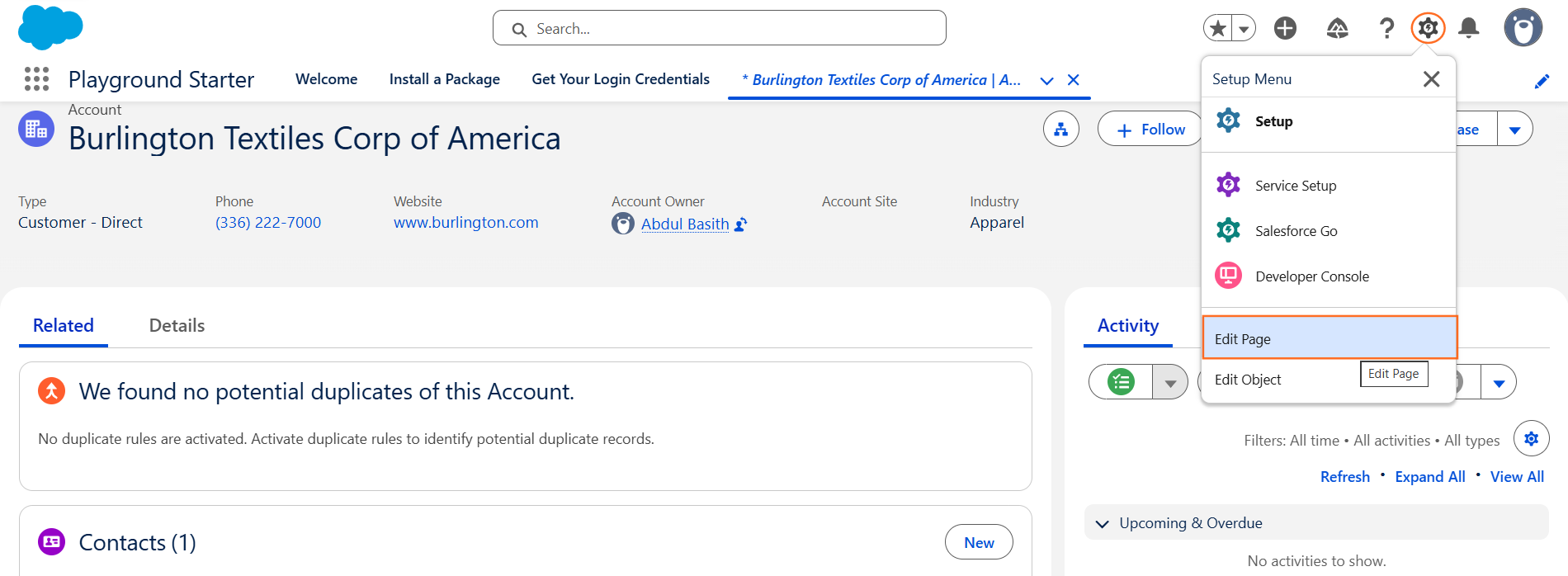 How do I add a report chart to a record page? | Salesforce | Step 1
