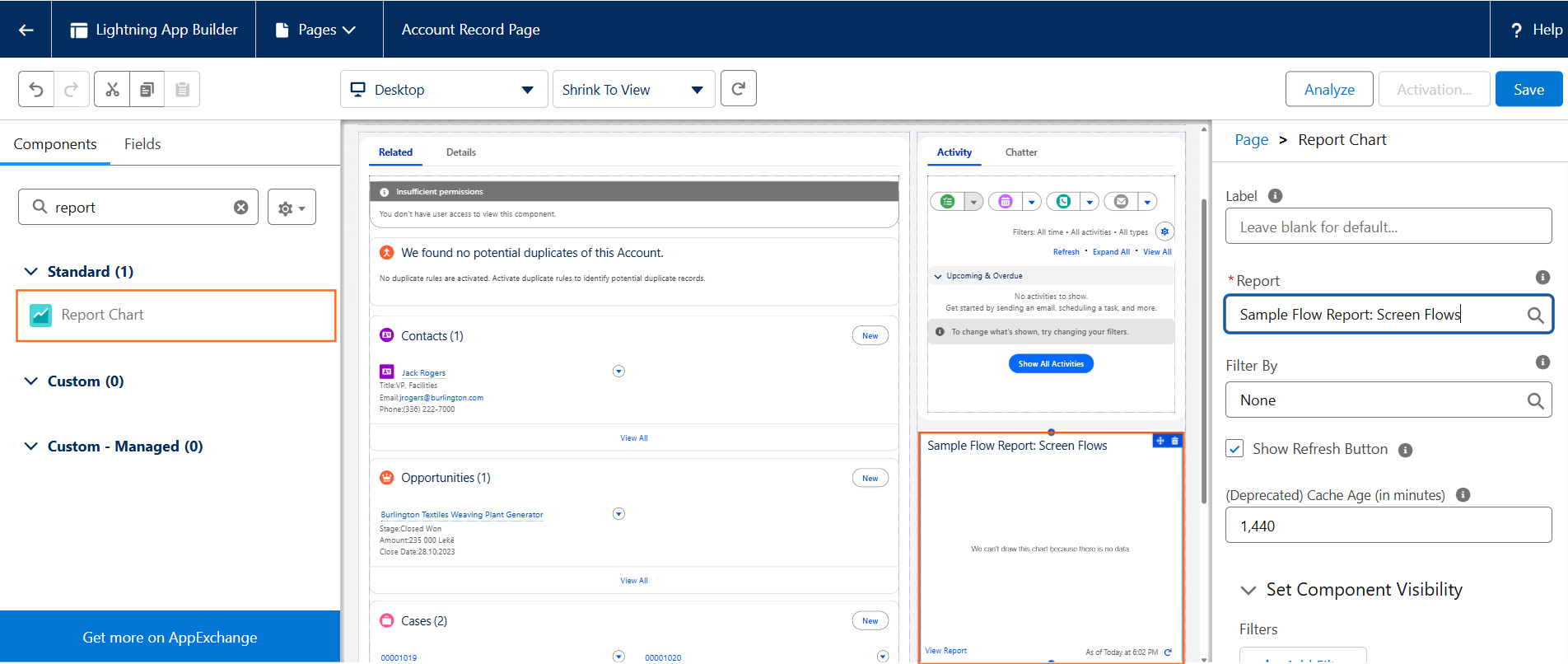 How do I add a report chart to a record page? | Salesforce | Step 3
