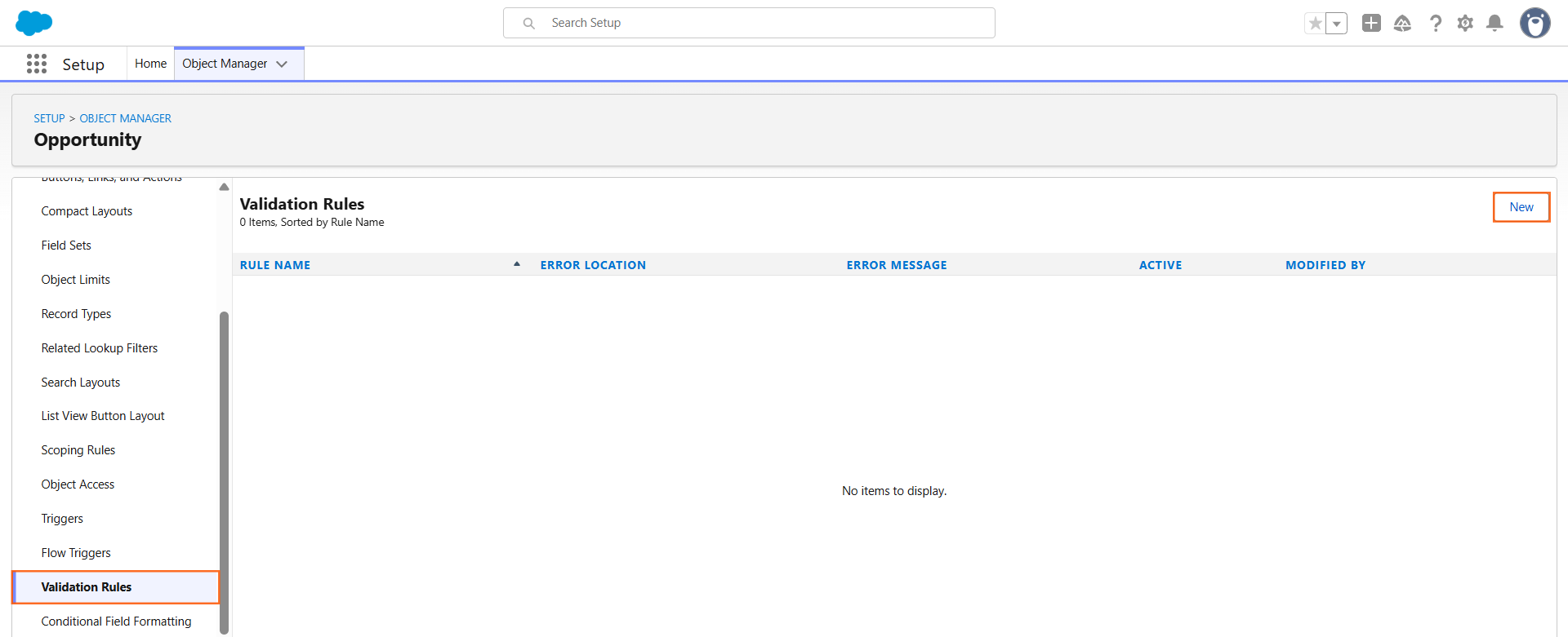 Step 1: Navigating to Validation Rules