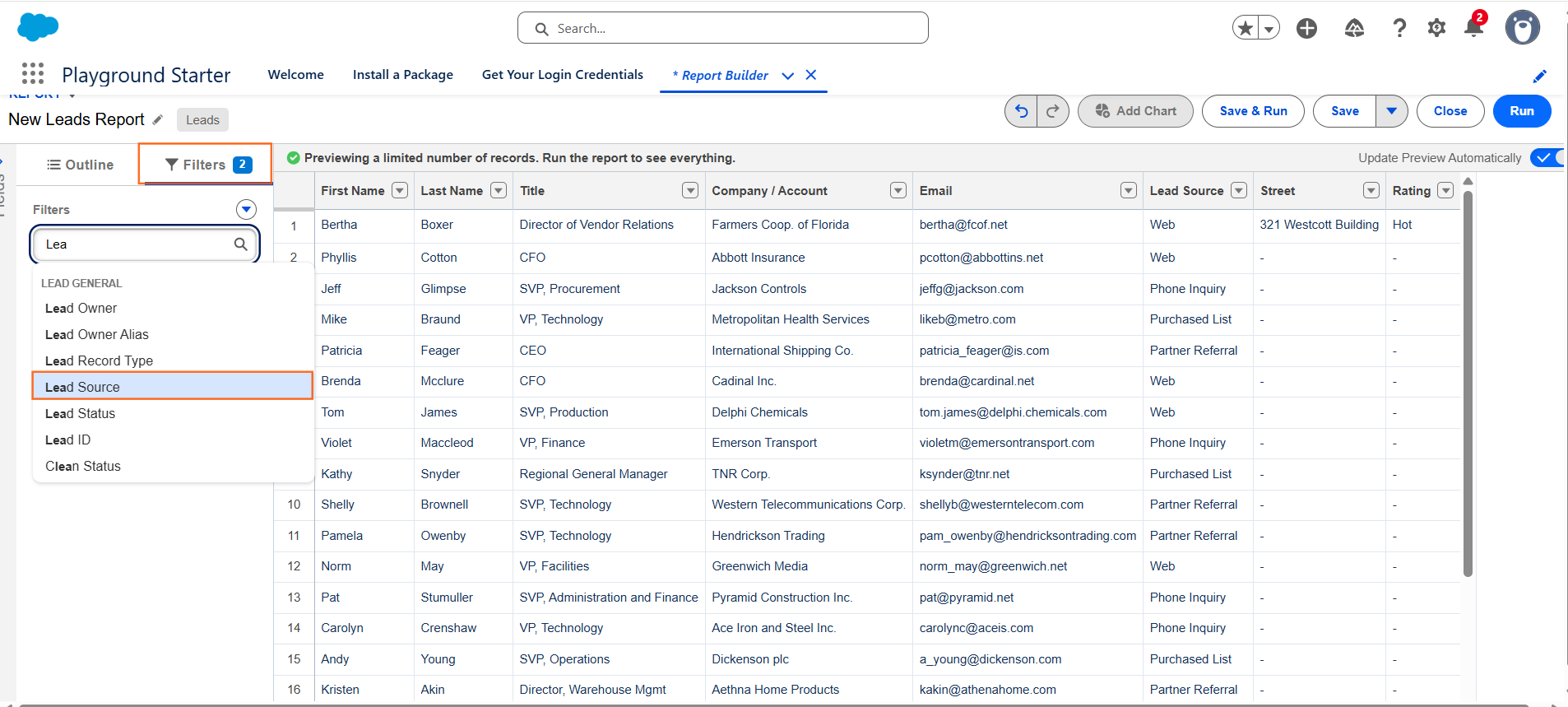 How do I add filters to an existing report? | Salesforce | Step 2