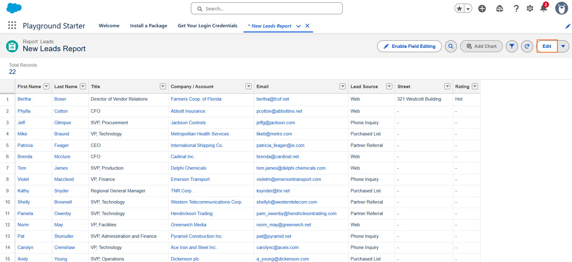 How do I add filters to an existing report? | Salesforce | Step 1