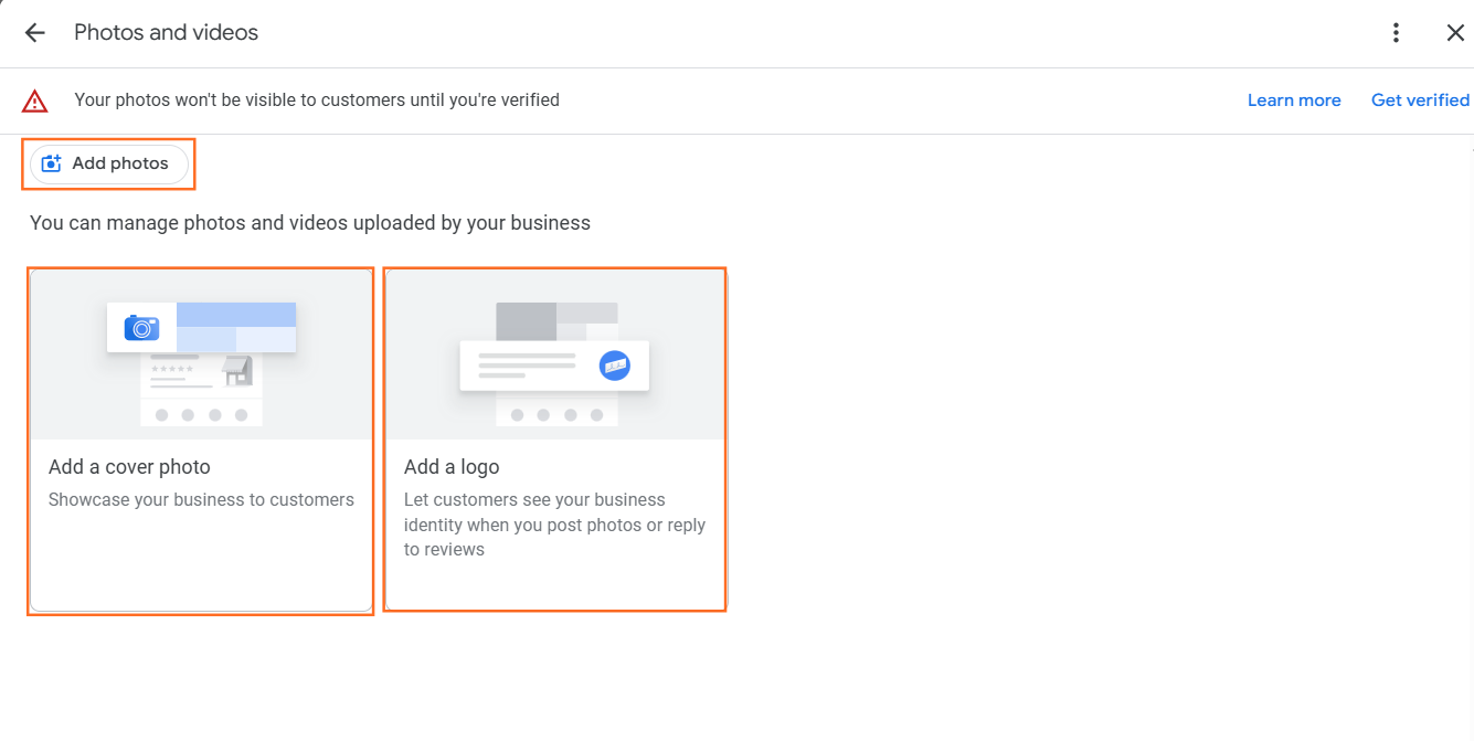 How do I add photos to my Google Business Profile?