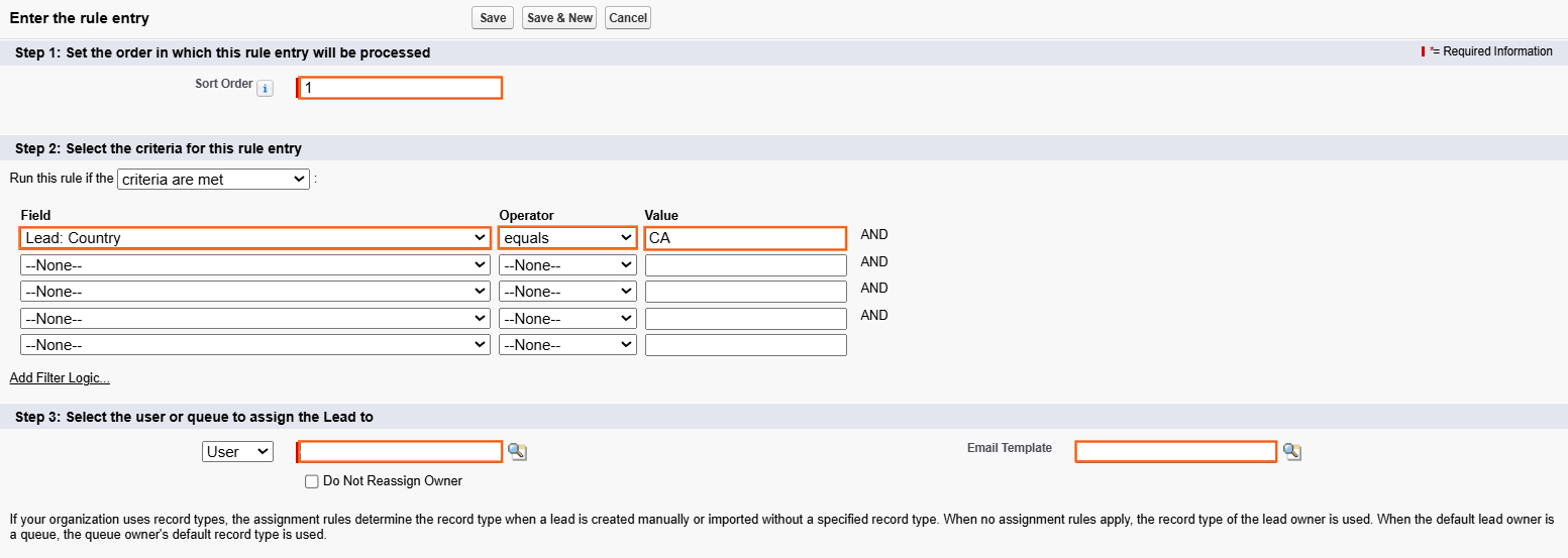 How do I assign leads using assignment rules? | Salesforce | Step 2.1