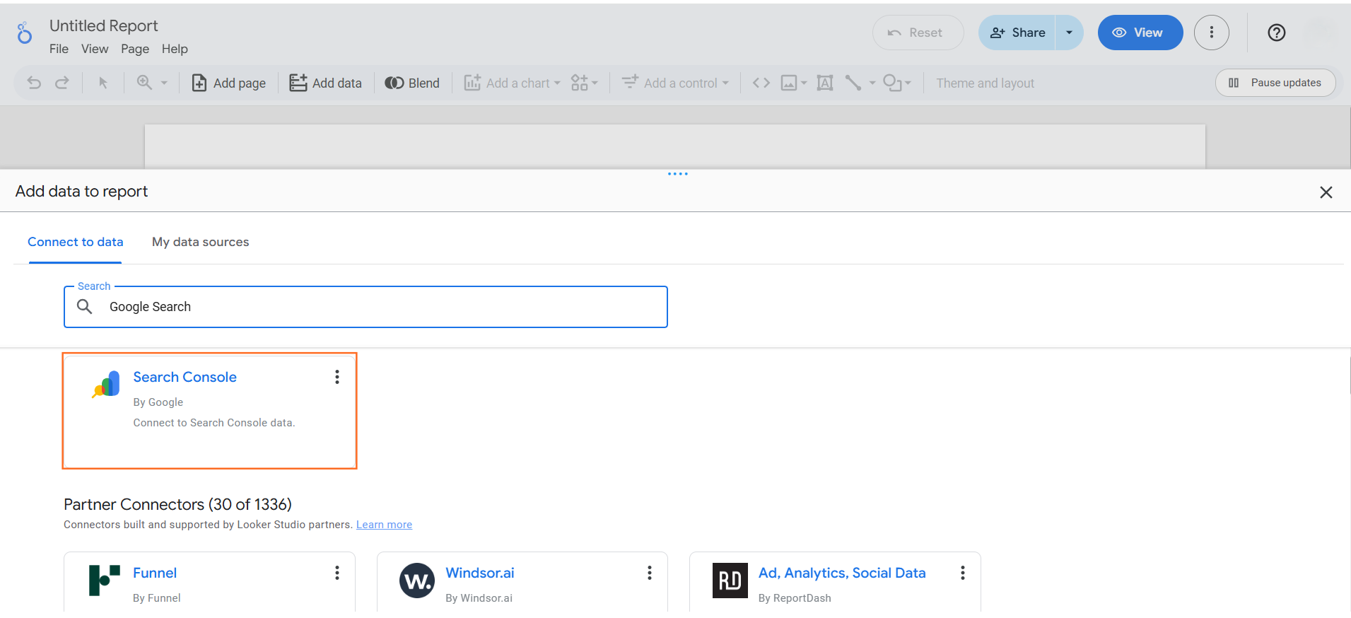 How do I build an SEO report in Looker Studio? Step 1