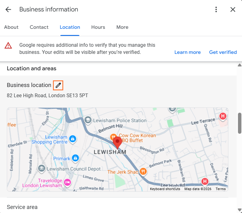 How do I change my business address on Google Maps?