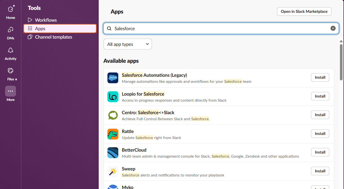 How do I connect Salesforce with Slack? | Salesforce | Step 2.1