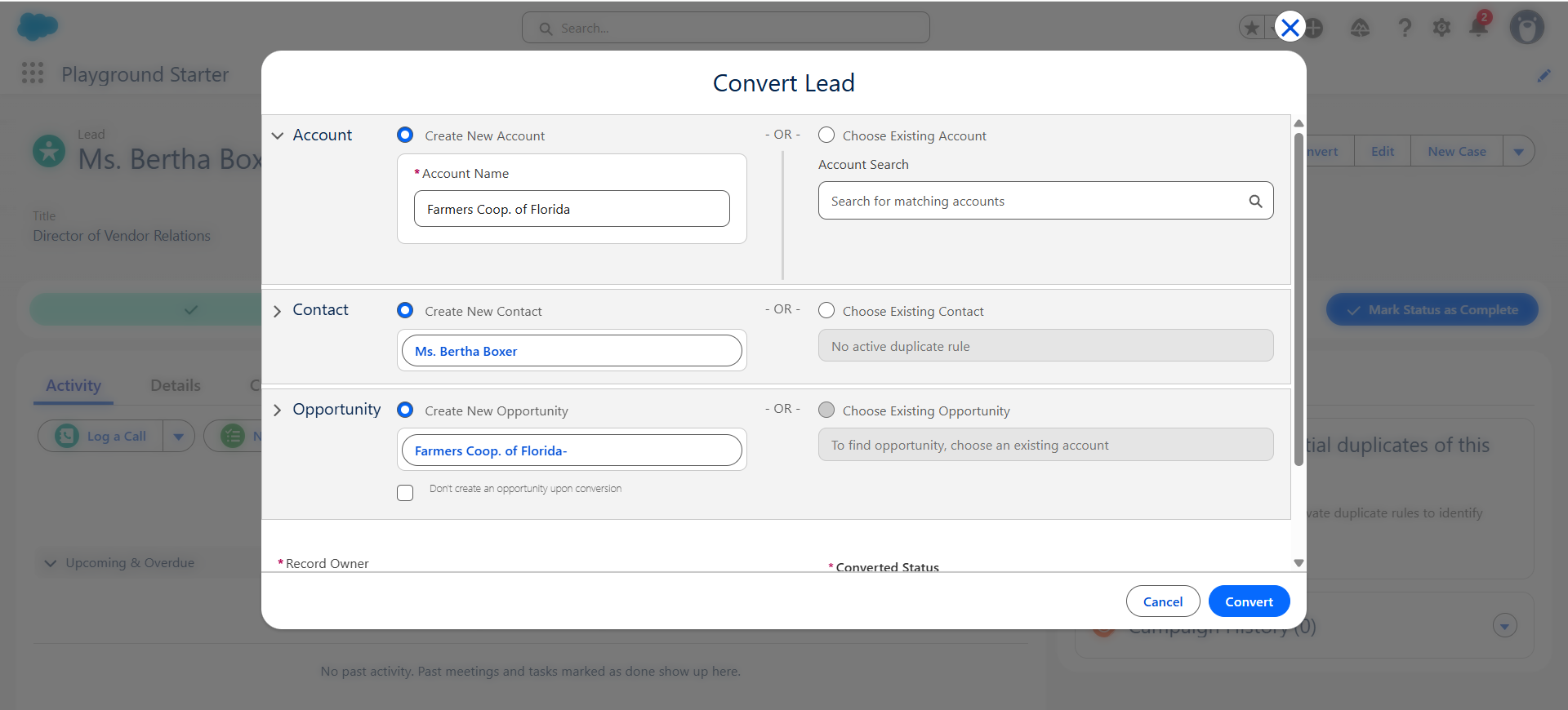 How do I convert a lead to an opportunity? | Salesforce | Step 2