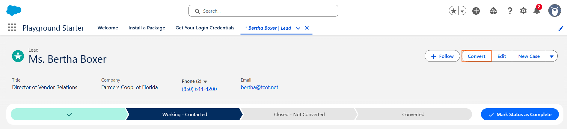 How do I convert a lead to an opportunity? | Salesforce | Step 1.3