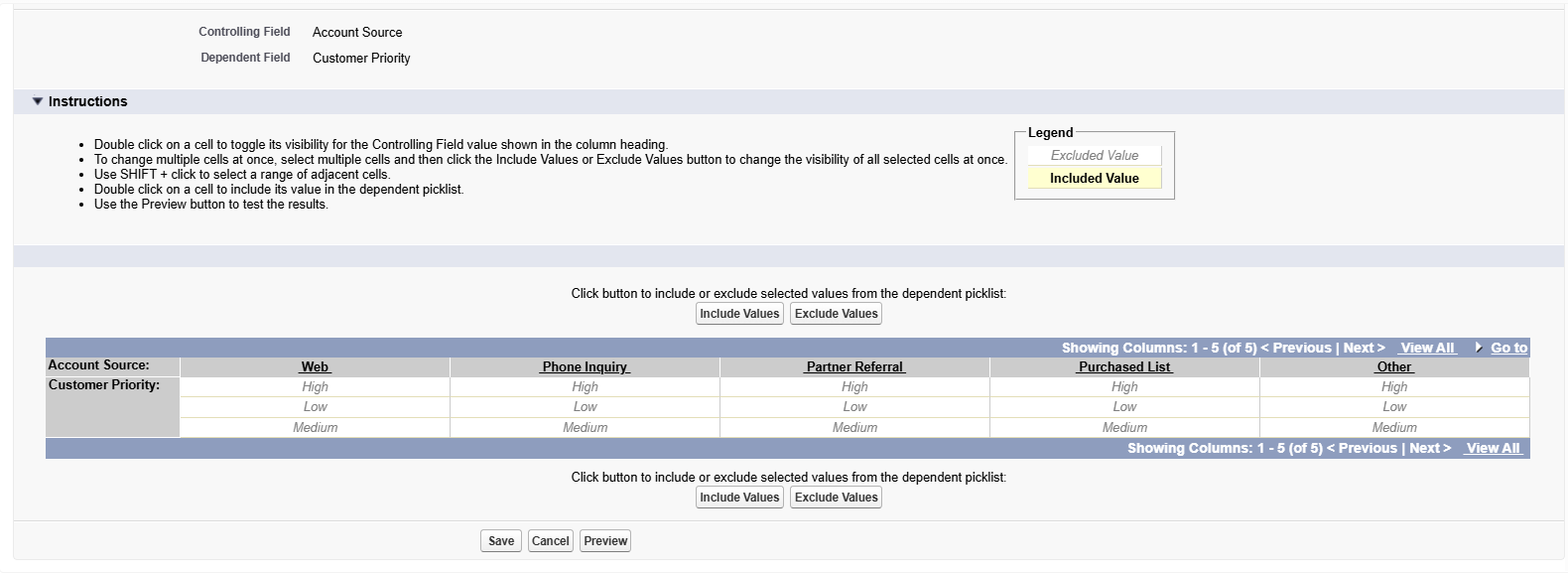 Step 3: Defining the Field Dependency Matrix