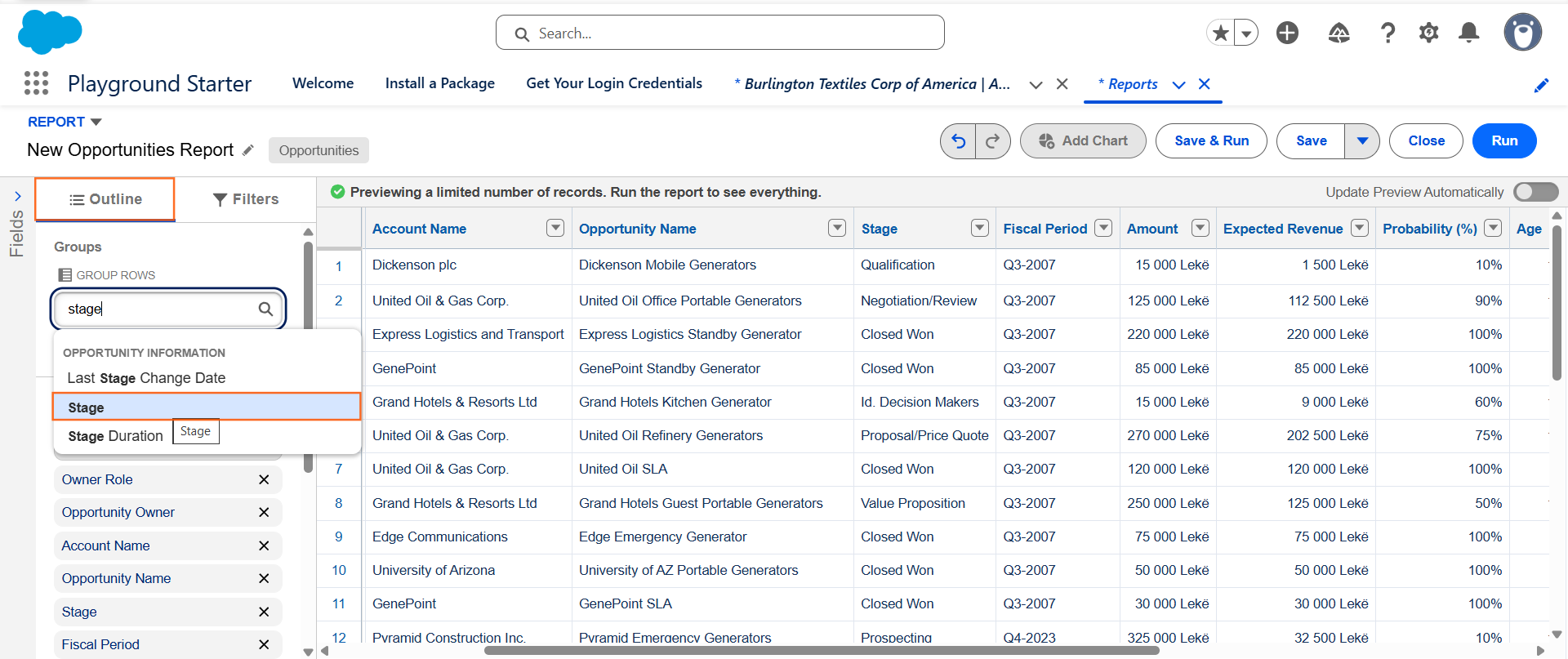 How do I create a funnel report for opportunities? | Salesforce | Step 2