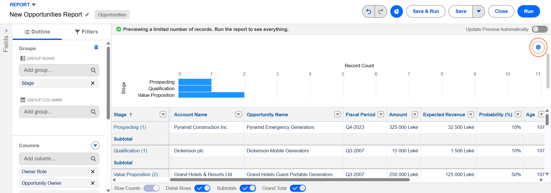 How do I create a funnel report for opportunities? | Salesforce | Step 3.1