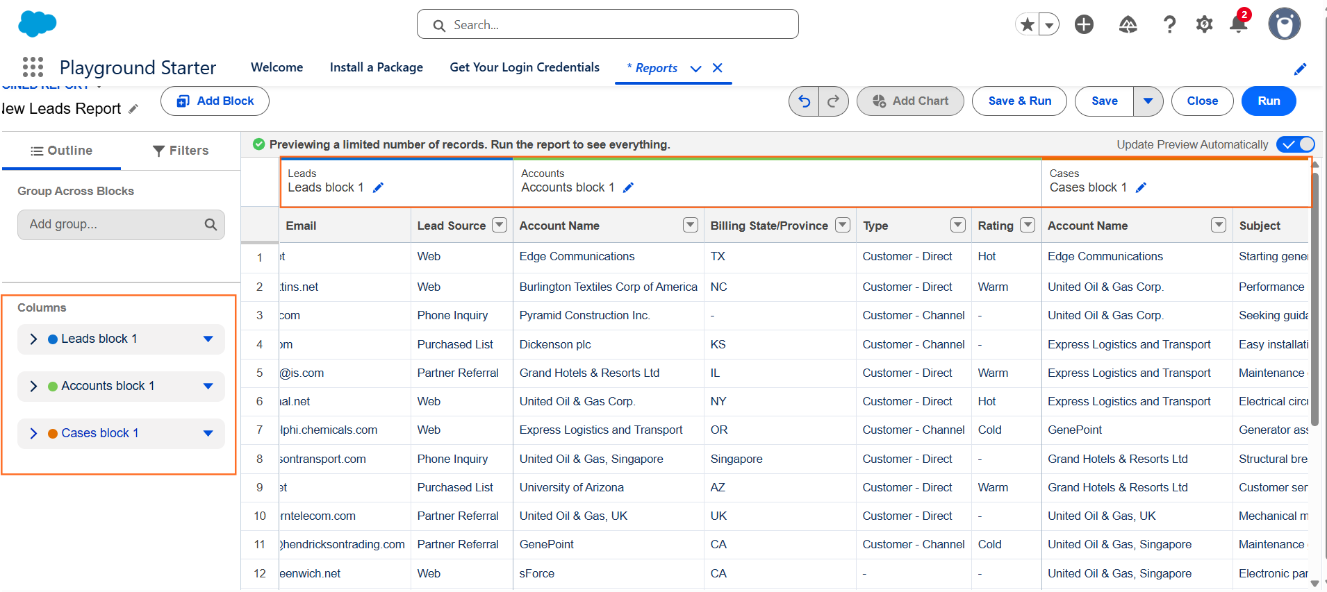 How do I create a joined report? | Salesforce | Step 2.1