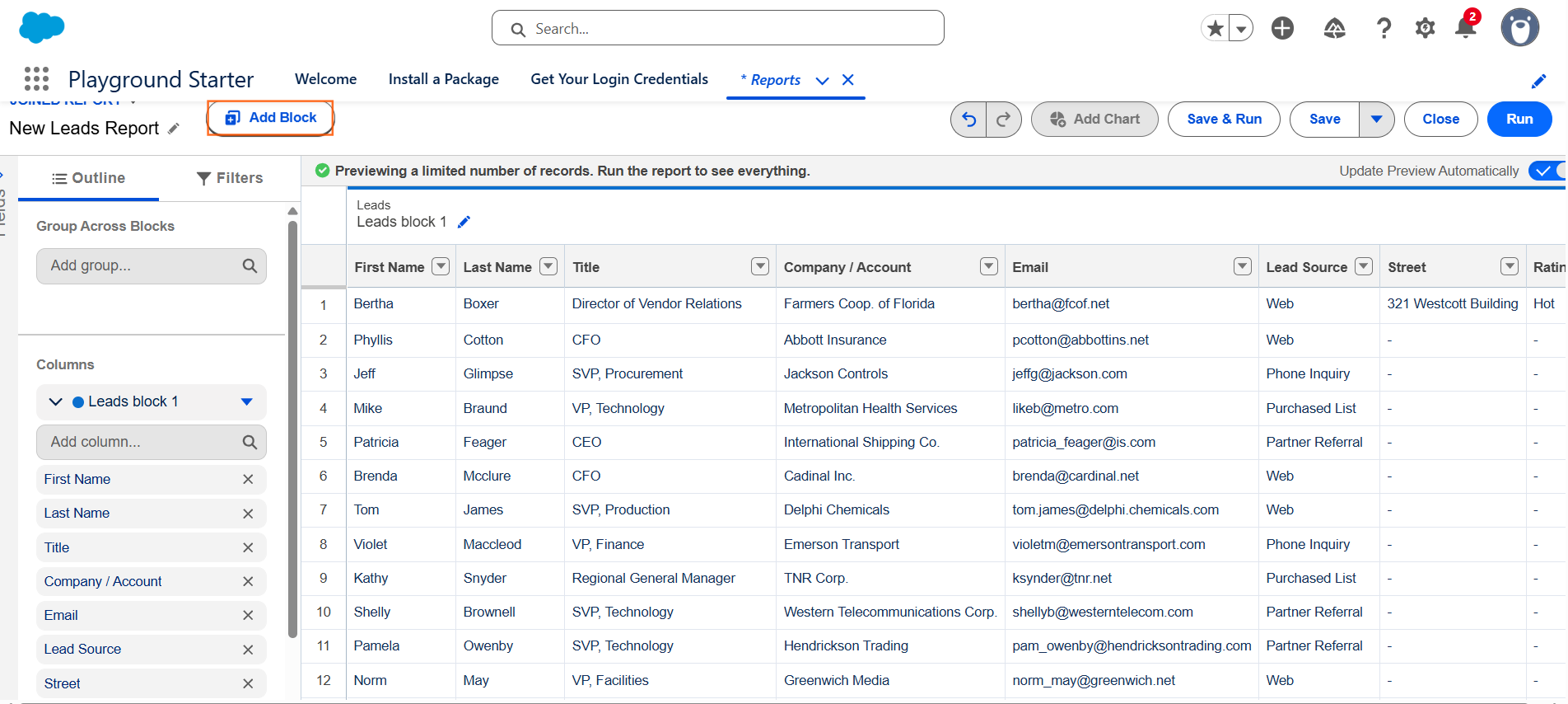How do I create a joined report? | Salesforce | Step 2