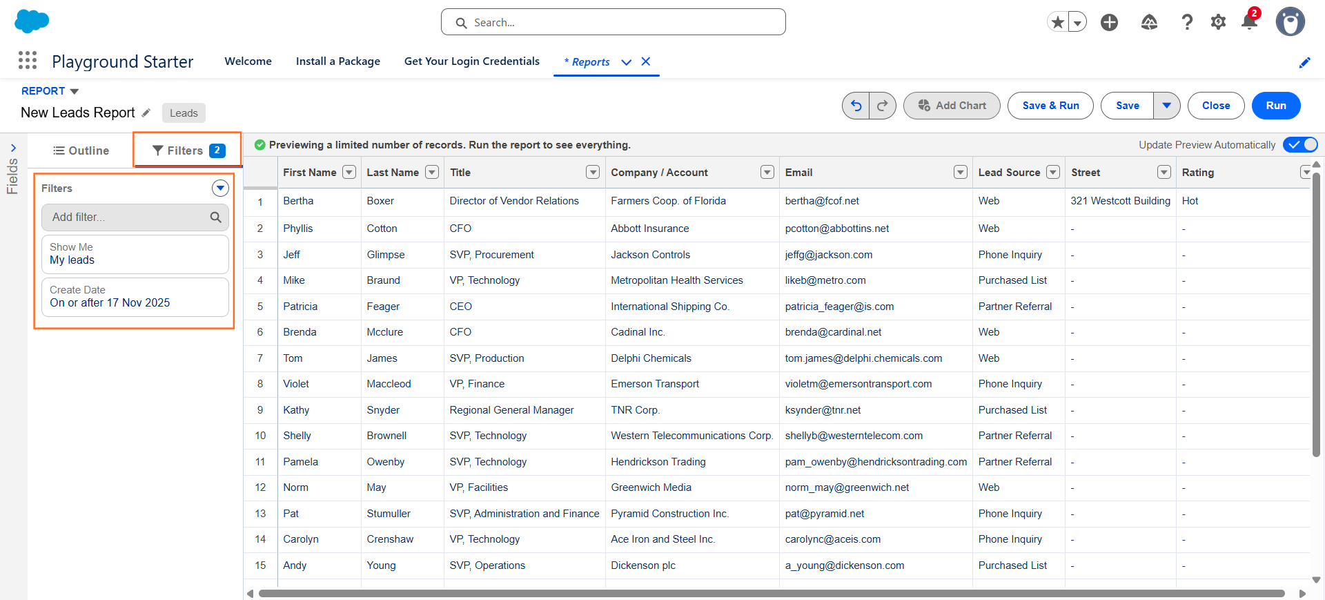How do I create a new Salesforce report? | Salesforce | Step 2.1