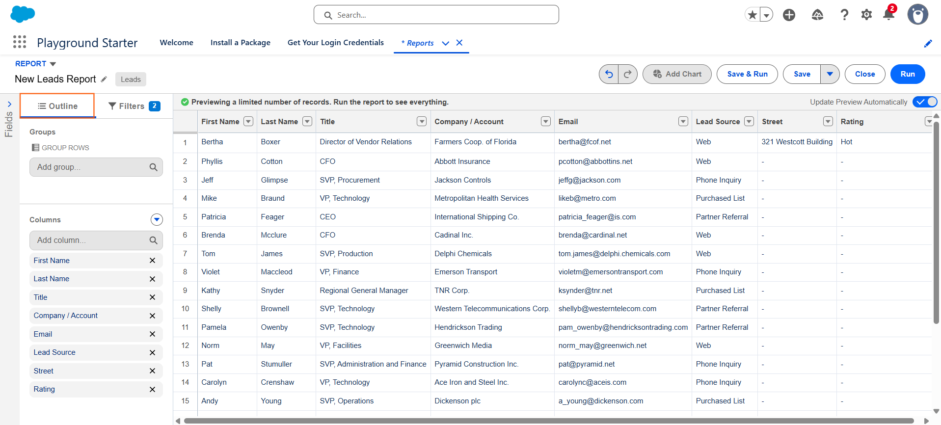 How do I create a new Salesforce report? | Salesforce | Step 2