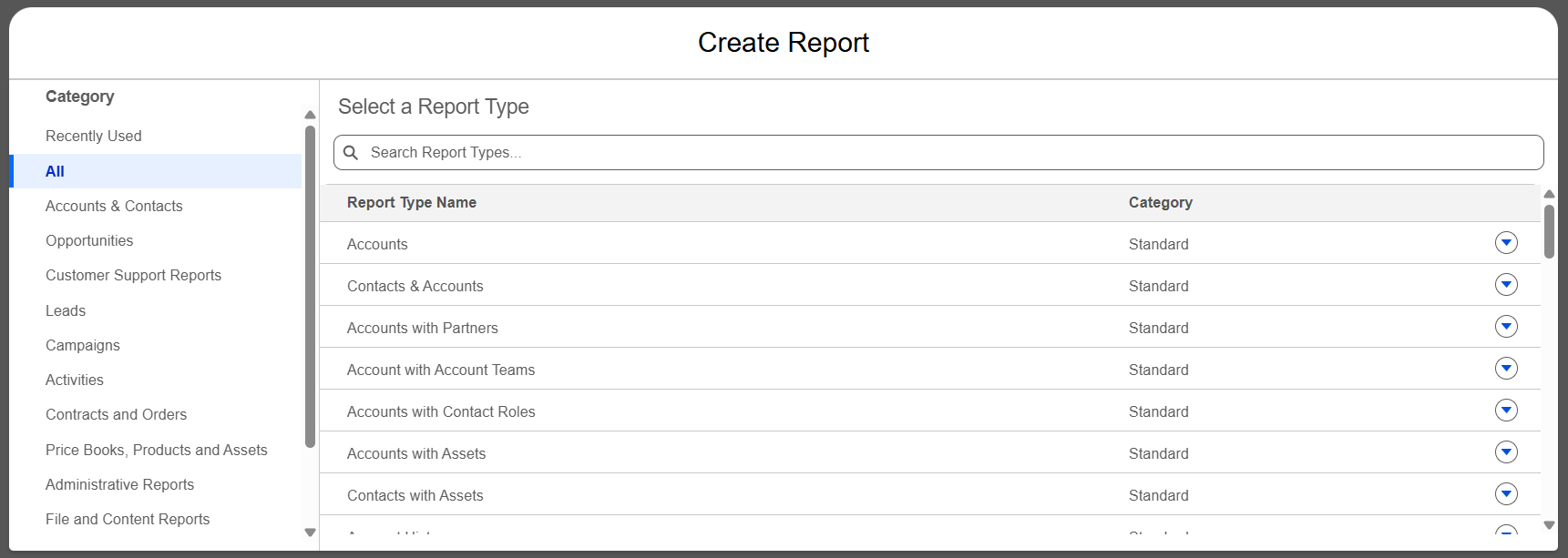 How do I create a new Salesforce report? | Salesforce | Step 1