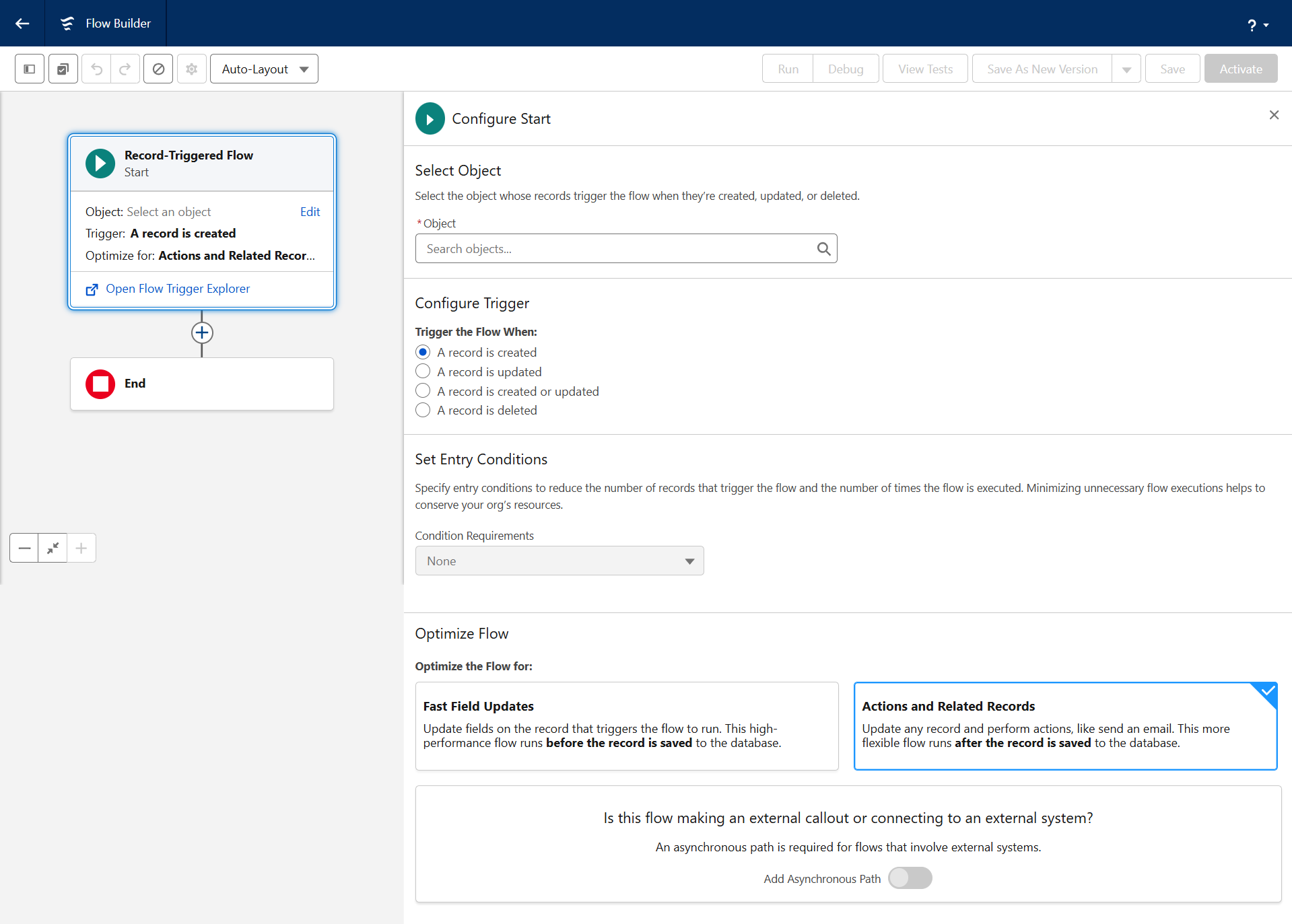 How do I create an automation rule in Flow Builder? | Salesforce | Step 2
