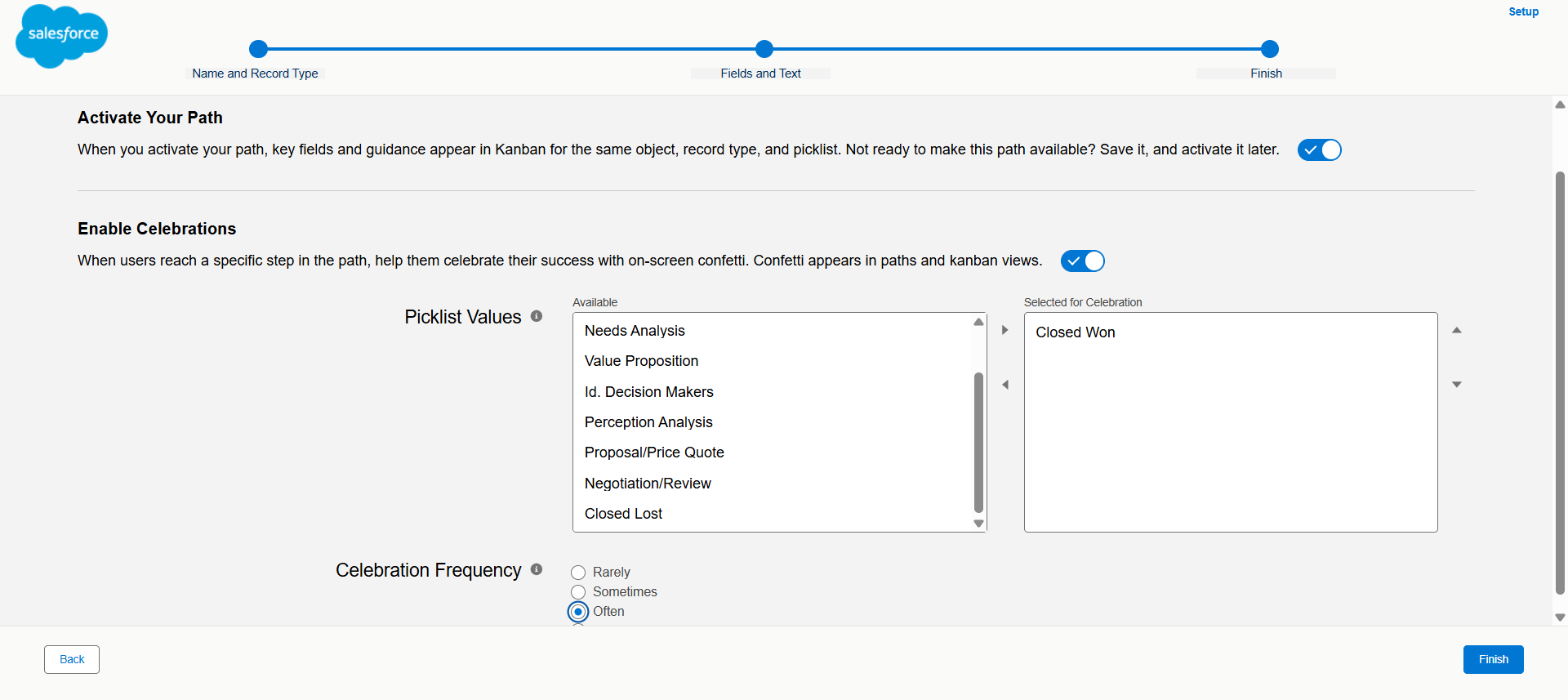How do I create an opportunity stage path? | Salesforce | Step 4