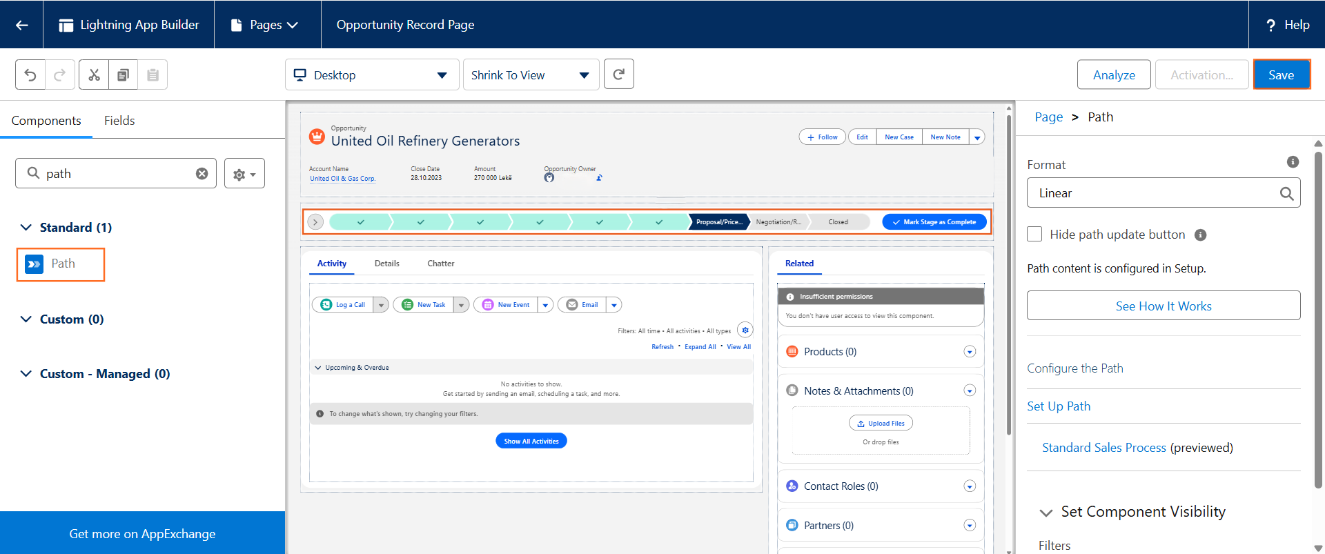 How do I create an opportunity stage path? | Salesforce | Step 5.1