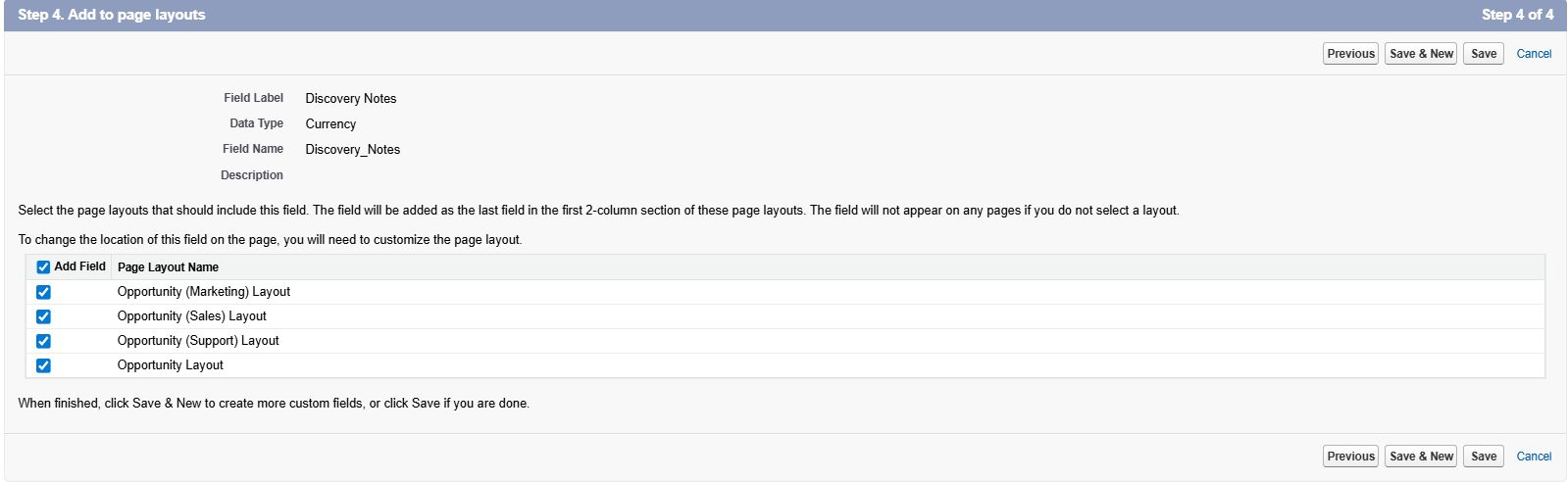 How do I create custom opportunity fields? | Salesforce | Step 5