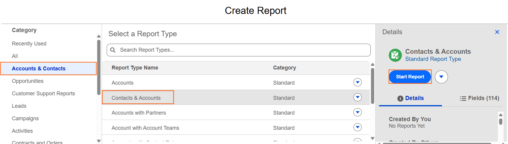 How do I export contacts for an external list? | Salesforce | Step 1
