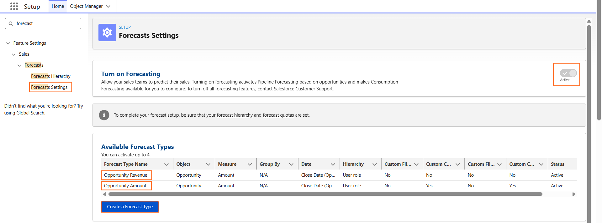How do I forecast revenue in Salesforce? | Salesforce | Step 1