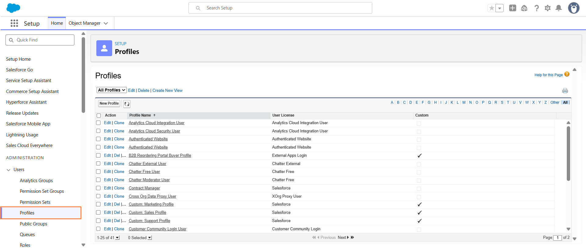 Step 2: Using the Profile Menu