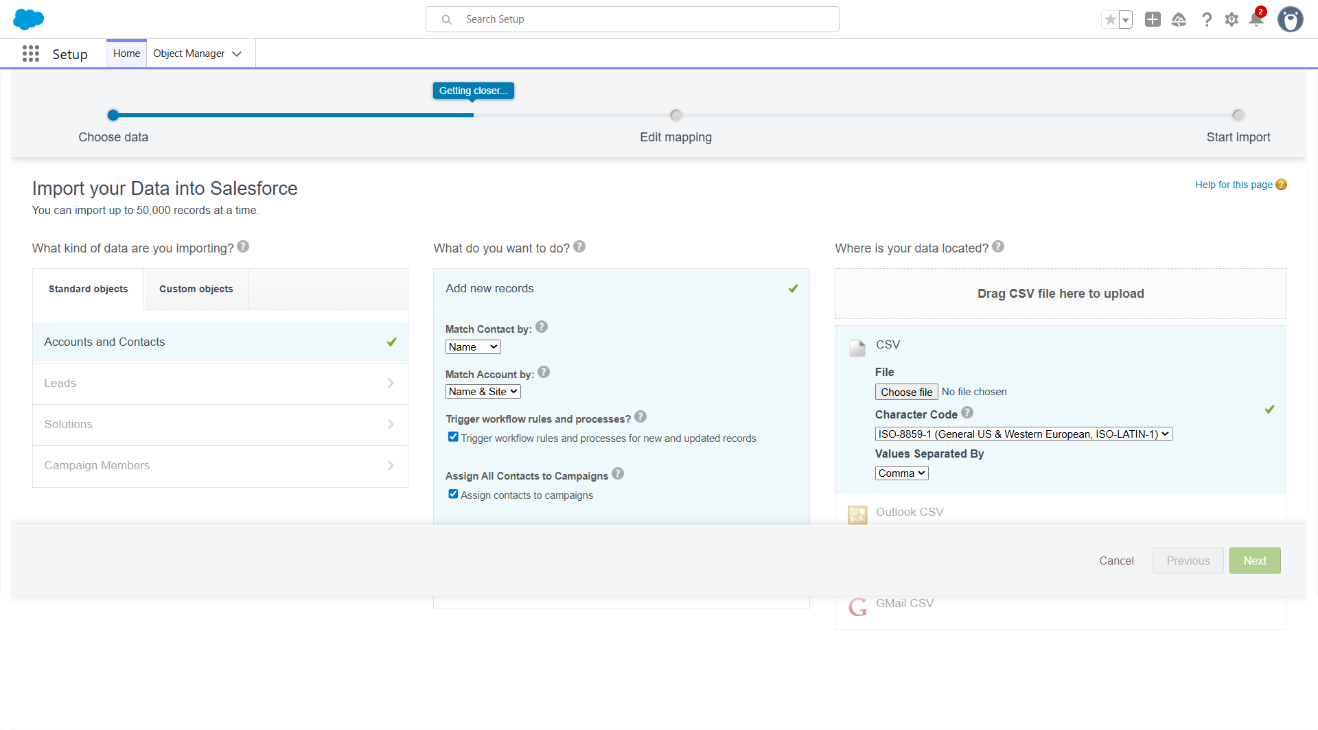 How do I import leads from a CSV file? | Salesforce | Step 2