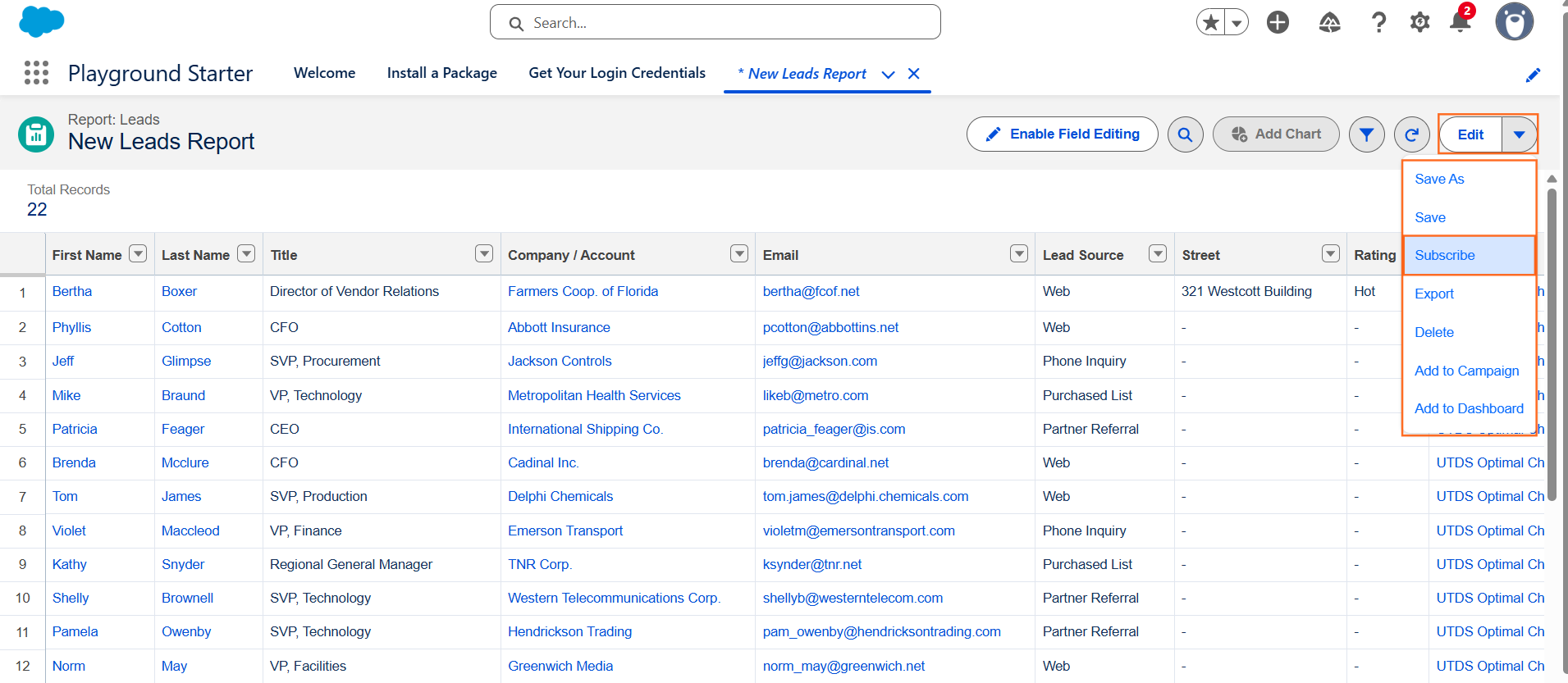 How do I schedule a report to email automatically? | Salesforce | Step 1
