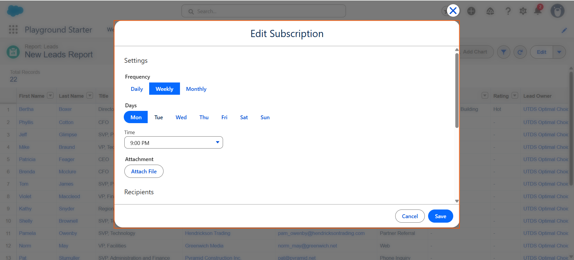 How do I schedule a report to email automatically? | Salesforce | Step 2