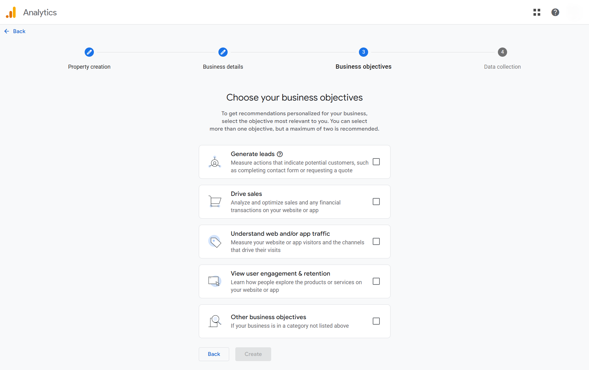 How do I set up Google Analytics 4 for my website? Step 1.1