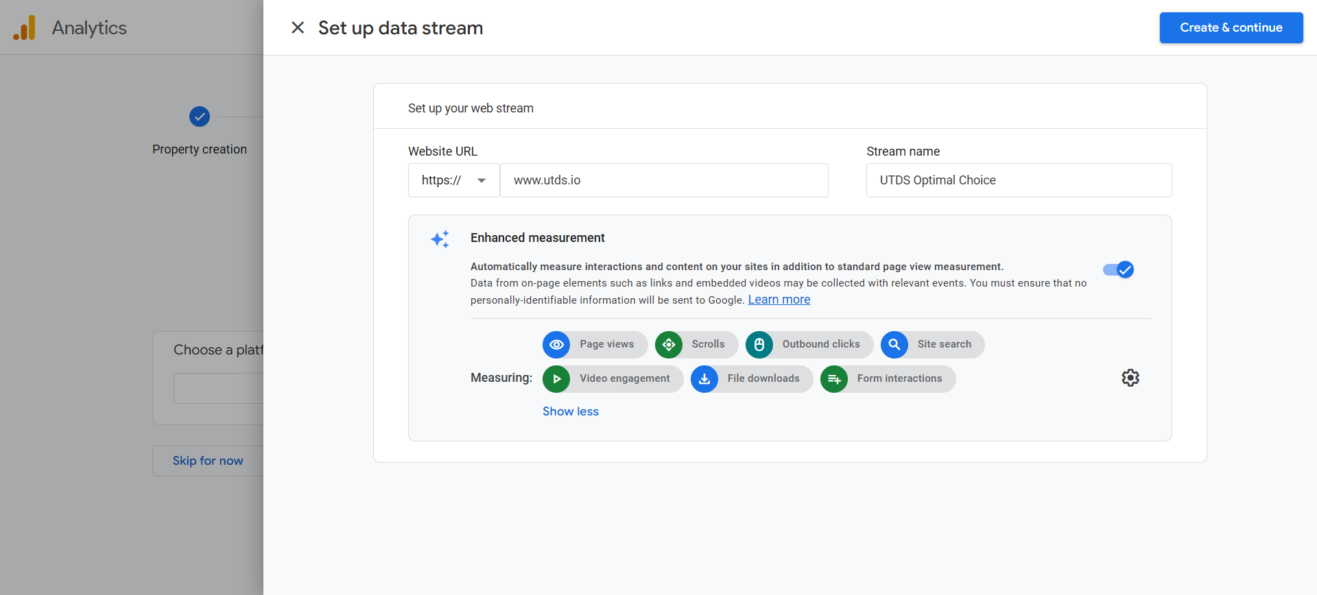 How do I set up Google Analytics 4 for my website? Step 1.2