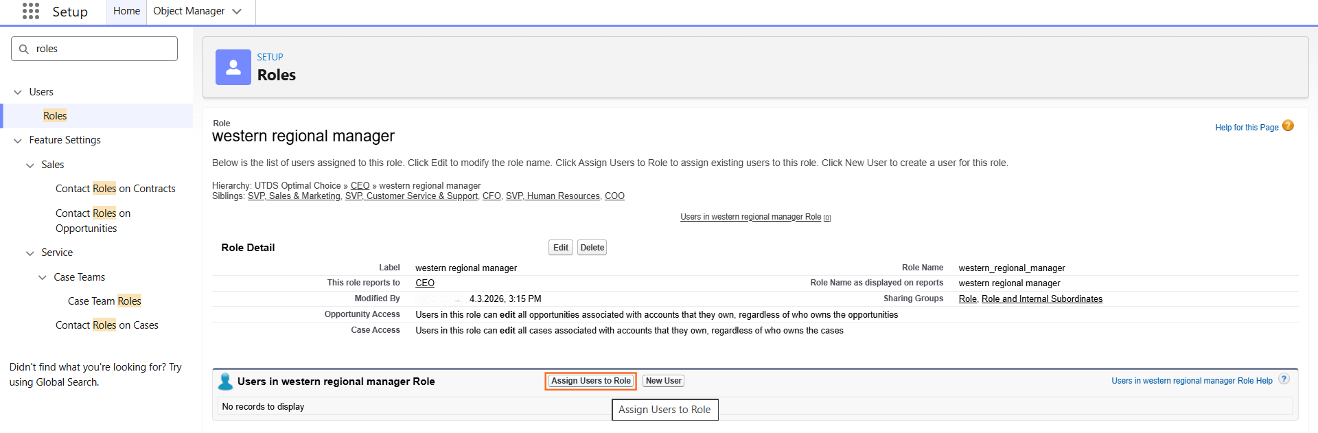 How do I set up role hierarchy correctly? | Salesforce | Step 3