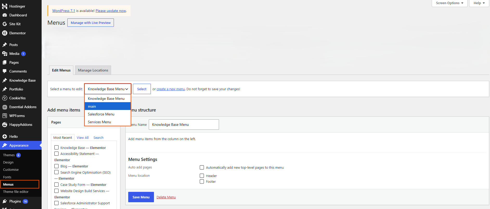 How do I add a navigation menu in WordPress?