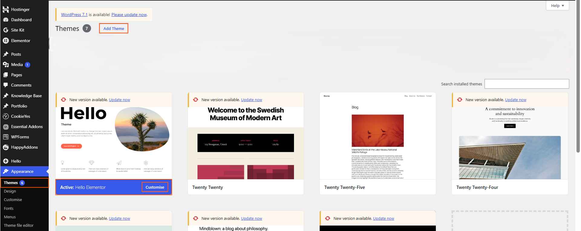 How do I change my WordPress website theme?