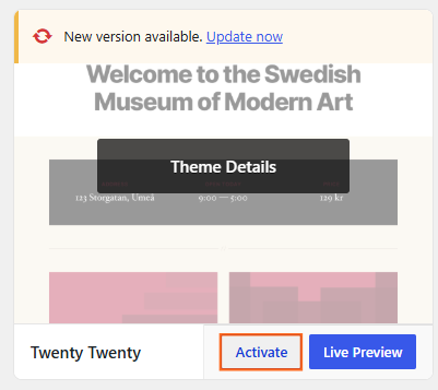 How do I change my WordPress website theme? Step 4